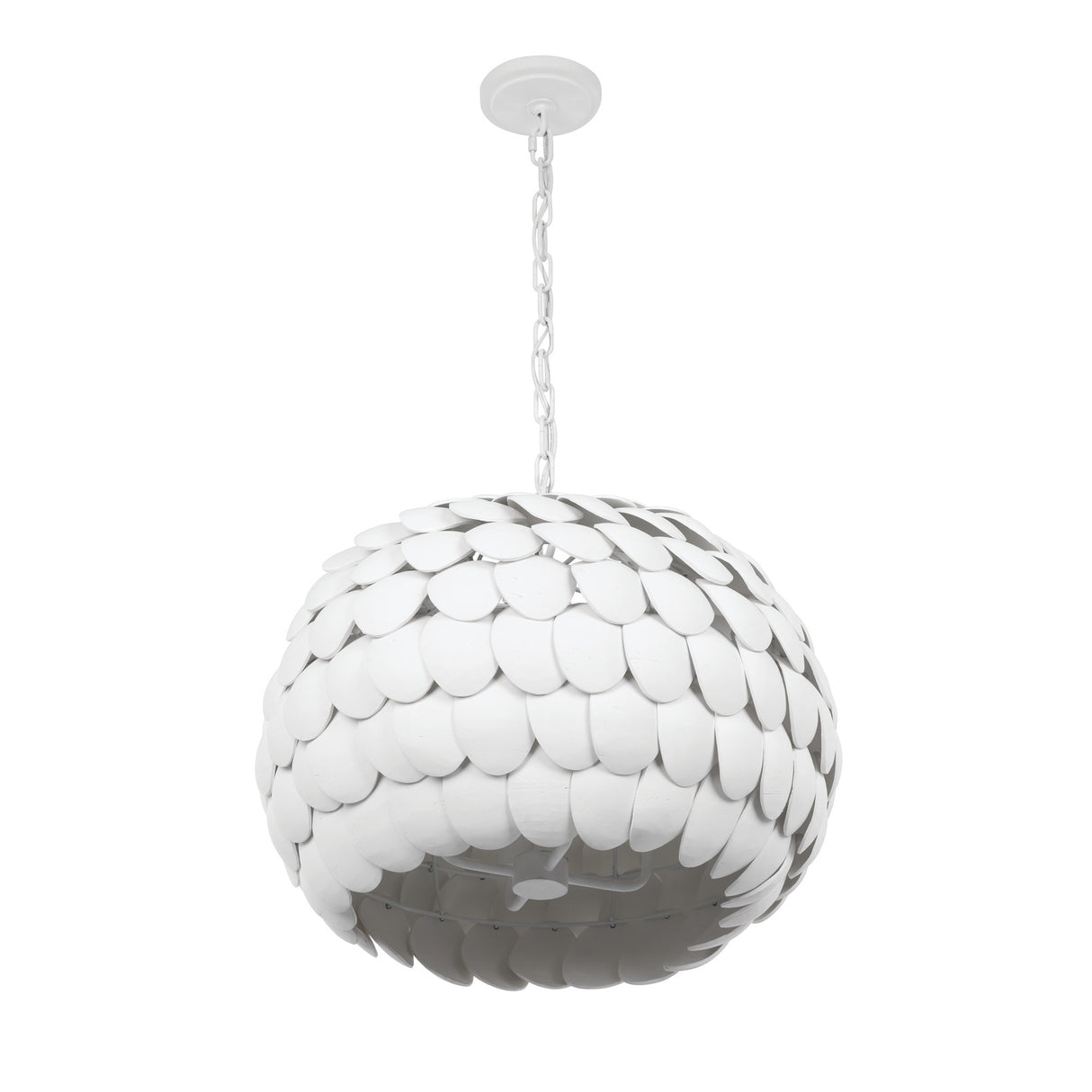 Odette Pendant 20", Matte White Coco Shells