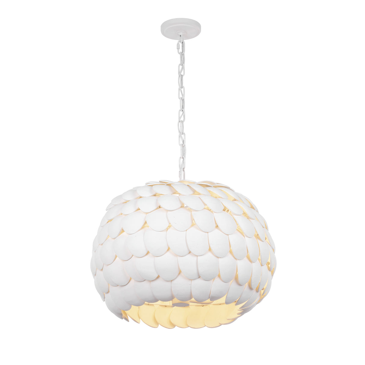 Odette Pendant 20", Matte White Coco Shells