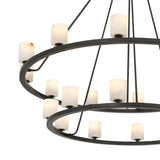 Arlo 22 Light Two-Tier Ring Chandelier 47", Matte Black and Alabaster