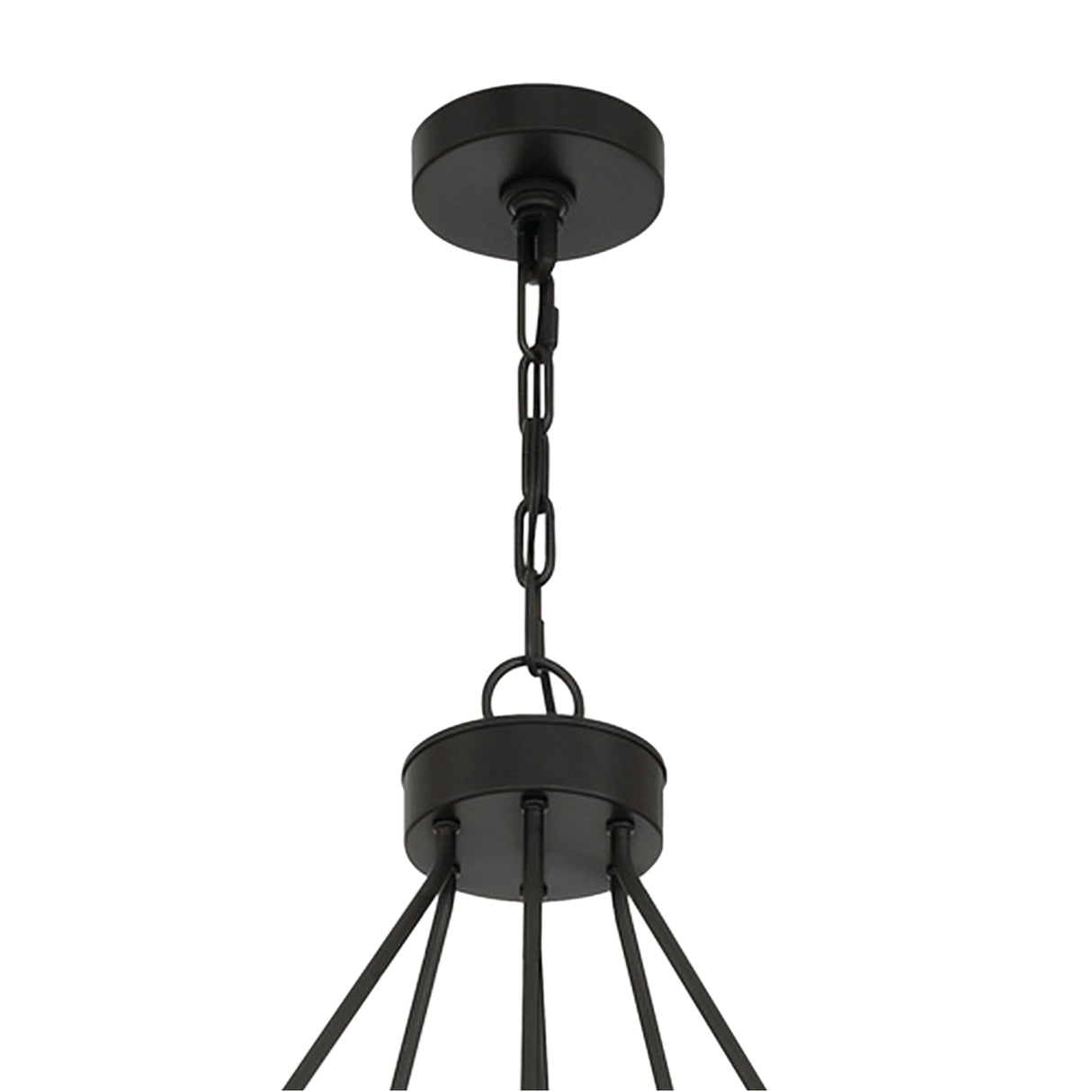 Silas 22 Light Two-Tier Ring Chandelier 48", Matte Black and Faceted Crystal