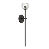 Silas Wall Sconce 11", Matte Black and Faceted Crystal