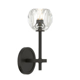 Silas Wall Sconce 11", Matte Black and Faceted Crystal