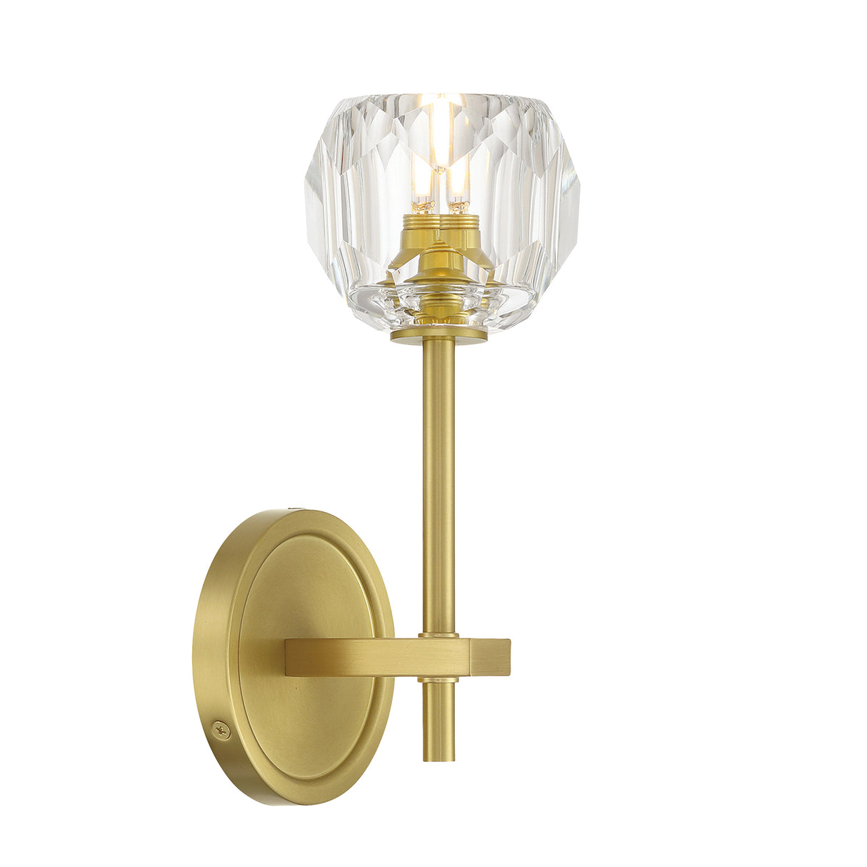 Silas Wall Sconce 11", Soft Brass and Faceted Crystal