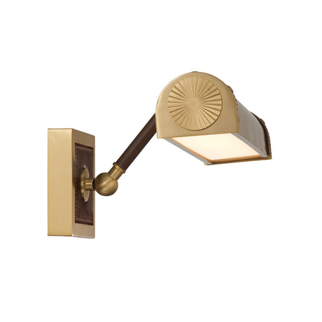 Spencer LED Picture Light 20", Brass with Brown Leather Accents