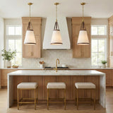 Spencer Small Pendant 14", Brass with Brown Leather Accents