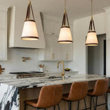 Spencer Small Pendant 14", Brass with Brown Leather Accents