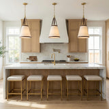 Spencer Small Pendant 14", Brass with Brown Leather Accents