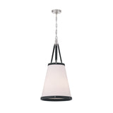 Spencer Small Pendant 14", Polished Nickel with Black Leather Accents