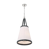 Spencer Small Pendant 14", Polished Nickel with Black Leather Accents