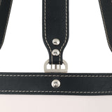 Spencer Small Pendant 14", Polished Nickel with Black Leather Accents