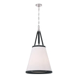 Spencer Medium Pendant 18", Polished Nickel with Black Leather Accents