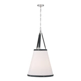 Spencer Medium Pendant 18", Polished Nickel with Black Leather Accents