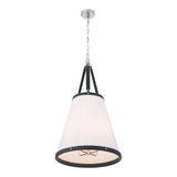 Spencer Medium Pendant 18", Polished Nickel with Black Leather Accents