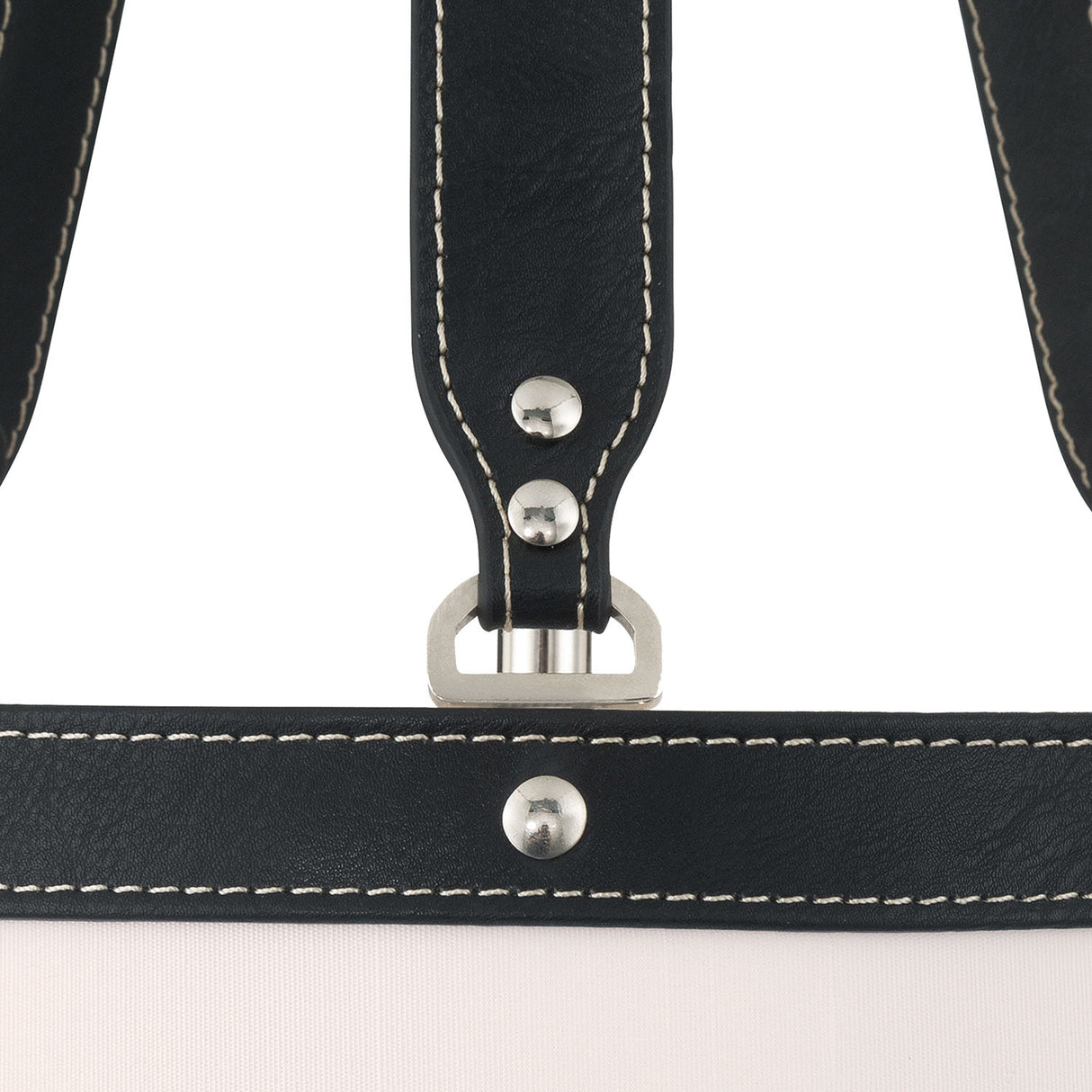 Spencer Medium Pendant 18", Polished Nickel with Black Leather Accents