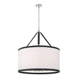 Spencer Pendant 28", Polished Nickel with Black Leather Accents