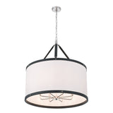 Spencer Pendant 28", Polished Nickel with Black Leather Accents