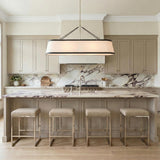 Spencer Linear Pendant 47", Polished Nickel with Black Leather Accents