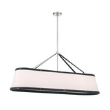 Spencer Linear Pendant 47", Polished Nickel with Black Leather Accents