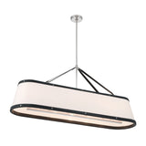 Spencer Linear Pendant 47", Polished Nickel with Black Leather Accents
