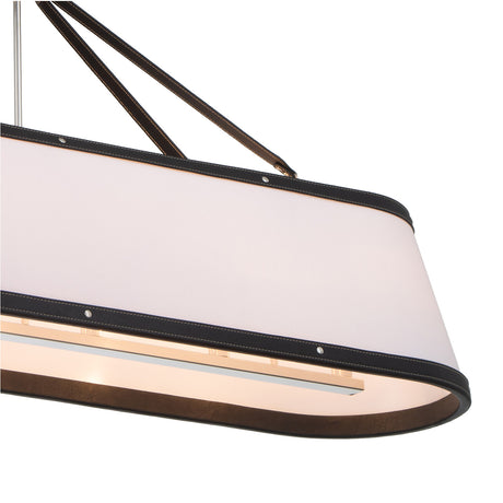 Spencer Linear Pendant 47", Polished Nickel with Black Leather Accents