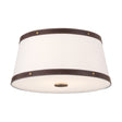 Spencer Flush Mount 17", Brass with Brown Leather Accents