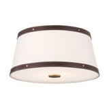 Spencer Flush Mount 17", Brass with Brown Leather Accents