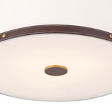 Spencer Flush Mount 17", Brass with Brown Leather Accents