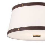 Spencer Flush Mount 17", Brass with Brown Leather Accents
