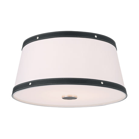 Spencer Flush Mount 17", Polished Nickel with Black Leather Accents