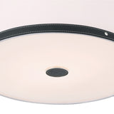 Spencer Flush Mount 17", Polished Nickel with Black Leather Accents
