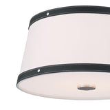 Spencer Flush Mount 17", Polished Nickel with Black Leather Accents