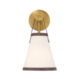 Spencer Wall Sconce 14", Brass with Brown Leather Accents