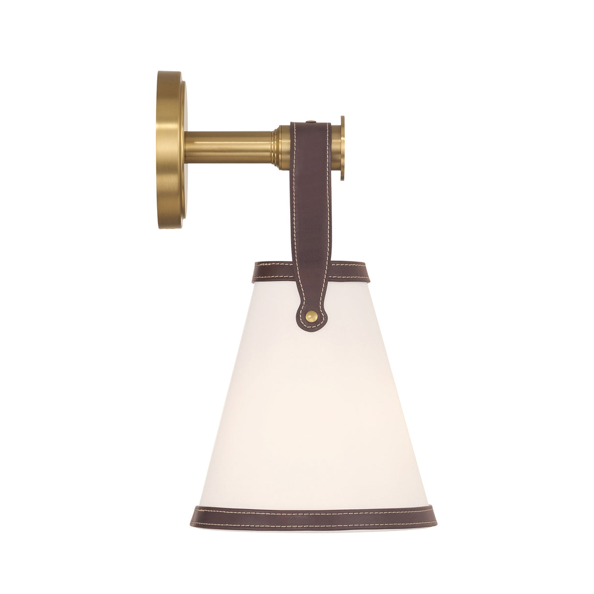 Spencer Wall Sconce 14", Brass with Brown Leather Accents