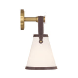 Spencer Wall Sconce 14", Brass with Brown Leather Accents