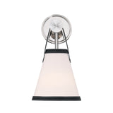 Spencer Wall Sconce 14", Polished Nickel with Black Leather Accents