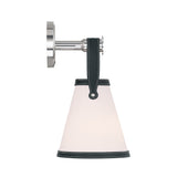 Spencer Wall Sconce 14", Polished Nickel with Black Leather Accents