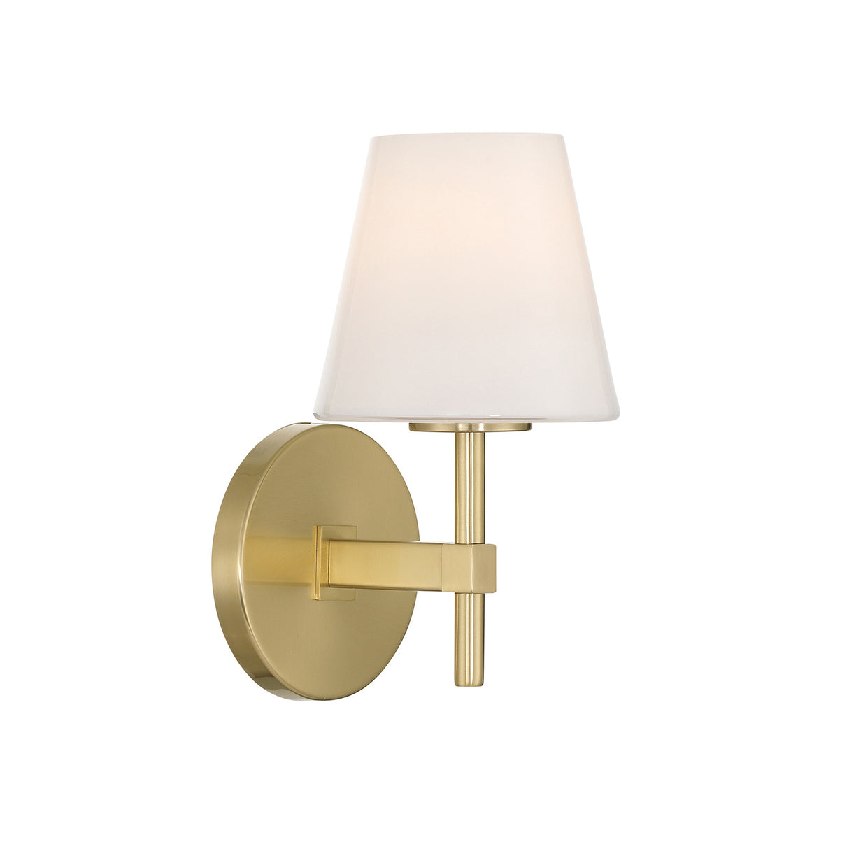Atticus Wall Sconce 11", Brass and Opal Glass