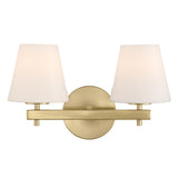 Atticus 2 Light Vanity, Brass and Opal Glass