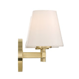 Atticus 2 Light Vanity, Brass and Opal Glass