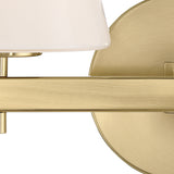 Atticus 2 Light Vanity, Brass and Opal Glass