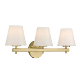 Atticus 3 Light Vanity, Brass and Opal Glass
