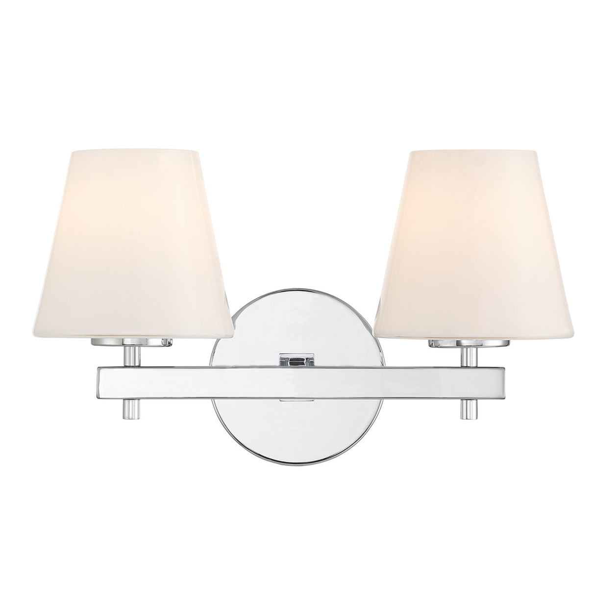 Atticus 2 Light Vanity, Chrome and Opal Glass