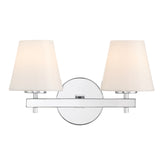 Atticus 2 Light Vanity, Chrome and Opal Glass
