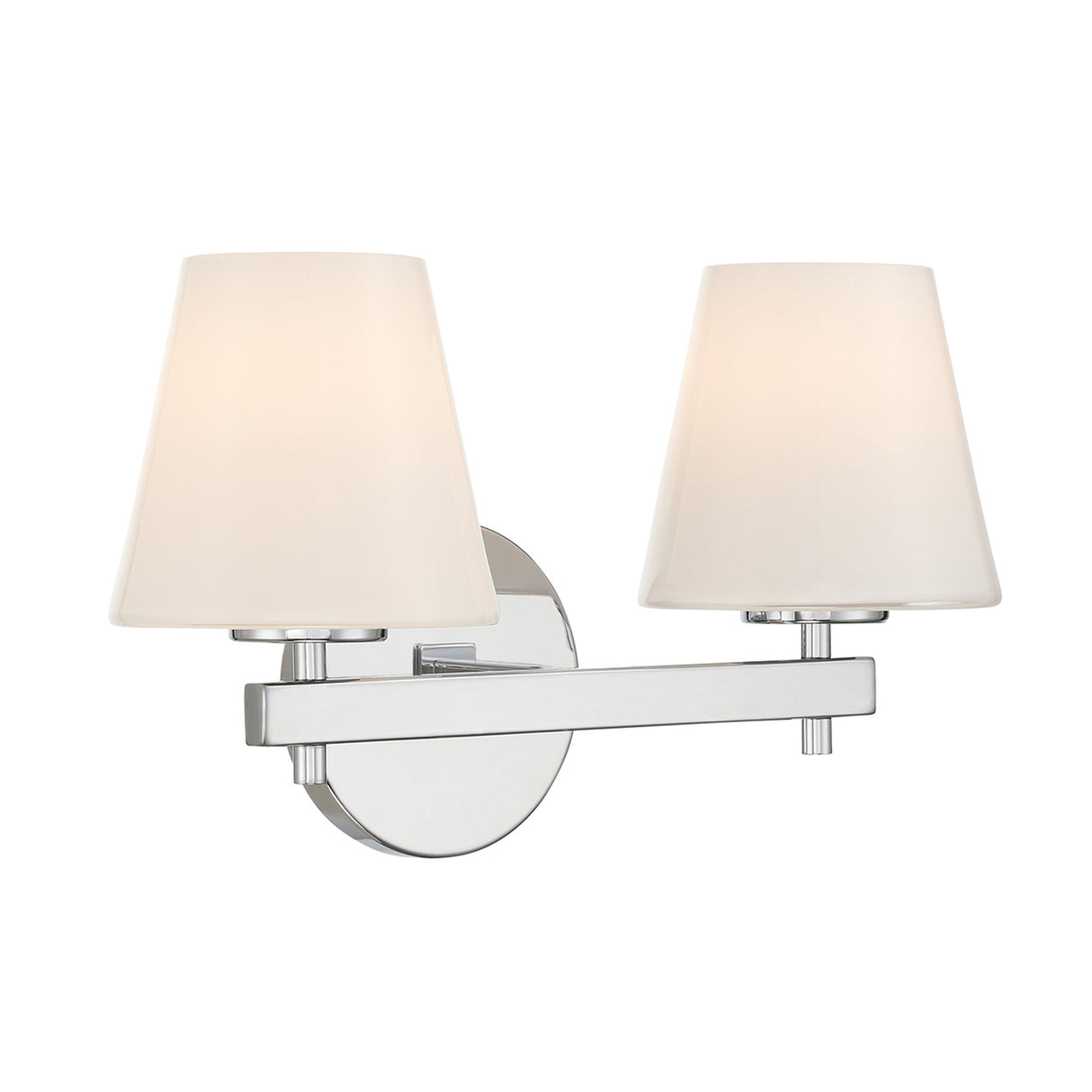 Atticus 2 Light Vanity, Chrome and Opal Glass