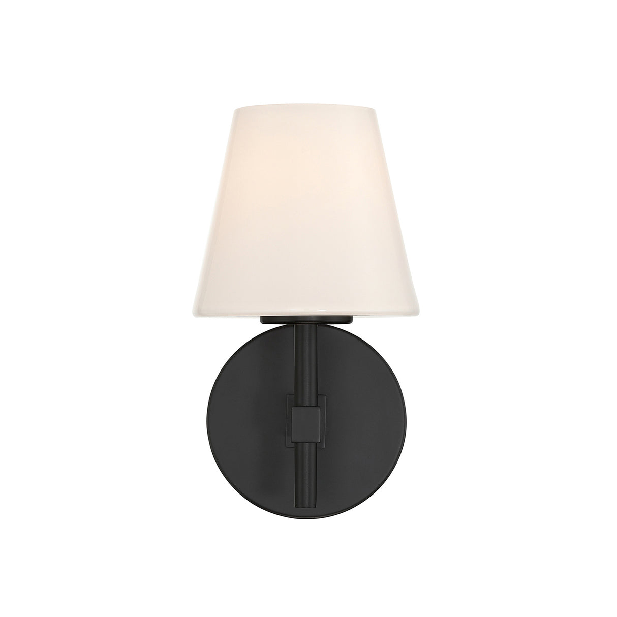 Atticus Wall Sconce 11", Black and Opal Glass