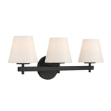 Atticus 3 Light Vanity, Black and Opal Glass