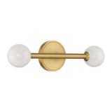 Ashton 2 Light Wall Sconce, Brass and Strie Glass