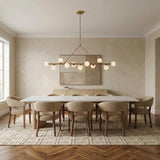 Ashton 11 Light Linear Chandelier 46", Brass and Strie Glass