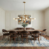 Ashton 11 Light Linear Chandelier 46", Brass and Strie Glass