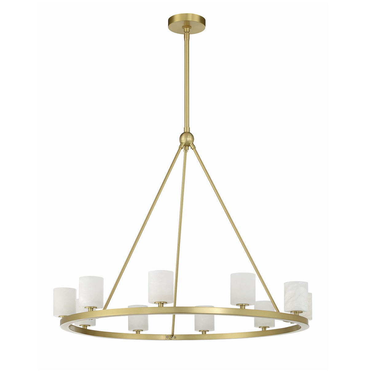 Arlo 10 Light Ring Chandelier 35", Soft Brass and Alabaster